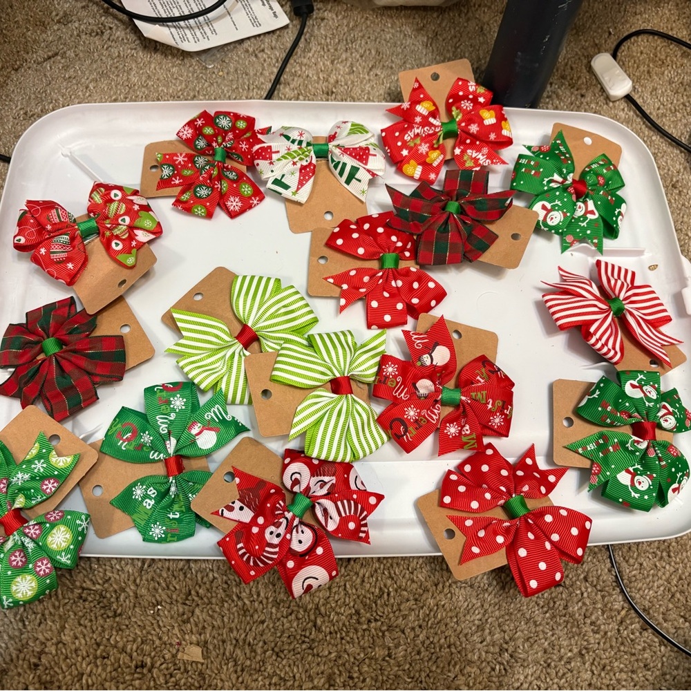 Festive Holiday Hair Bows Set